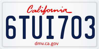 CA license plate 6TUI703