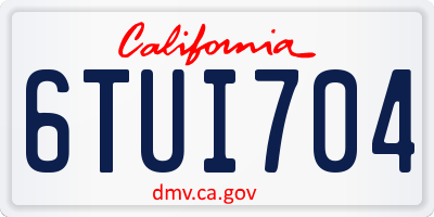 CA license plate 6TUI704