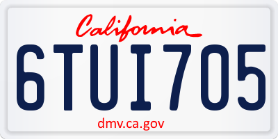 CA license plate 6TUI705