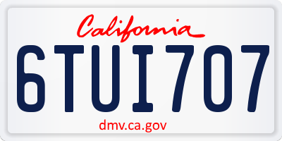 CA license plate 6TUI707