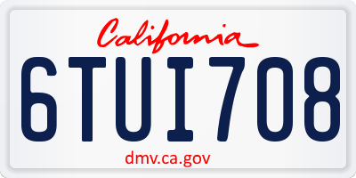 CA license plate 6TUI708