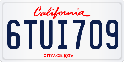 CA license plate 6TUI709