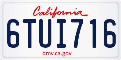 CA license plate 6TUI716