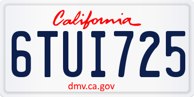 CA license plate 6TUI725