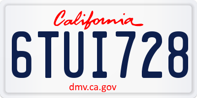 CA license plate 6TUI728