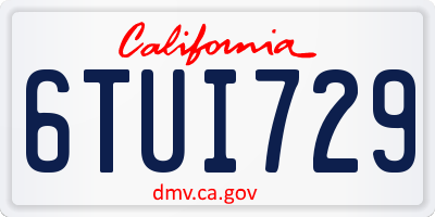CA license plate 6TUI729