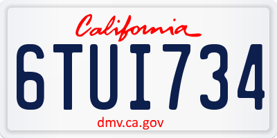 CA license plate 6TUI734