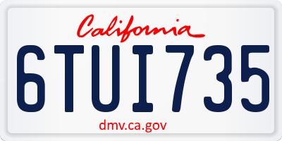 CA license plate 6TUI735