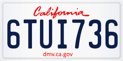 CA license plate 6TUI736