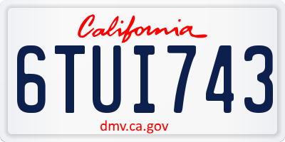 CA license plate 6TUI743