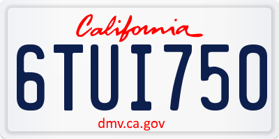 CA license plate 6TUI750