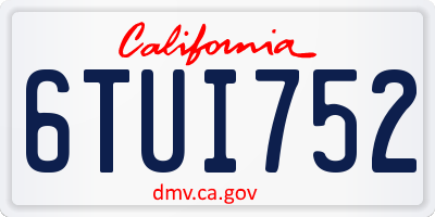 CA license plate 6TUI752