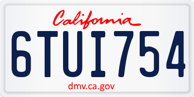 CA license plate 6TUI754