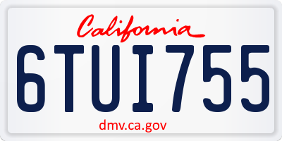 CA license plate 6TUI755