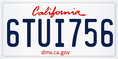 CA license plate 6TUI756