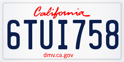 CA license plate 6TUI758