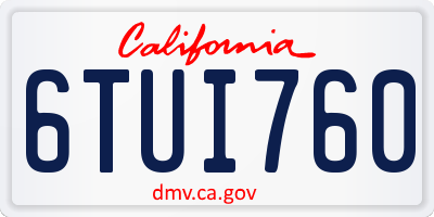 CA license plate 6TUI760