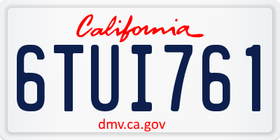 CA license plate 6TUI761
