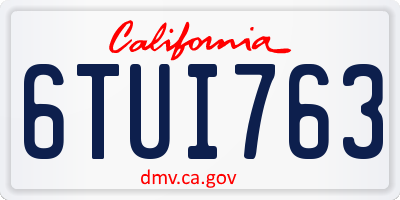 CA license plate 6TUI763