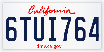 CA license plate 6TUI764