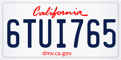 CA license plate 6TUI765