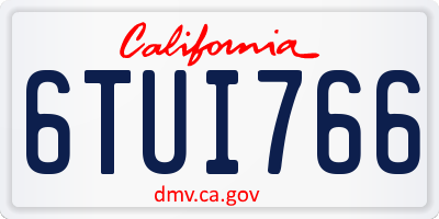 CA license plate 6TUI766