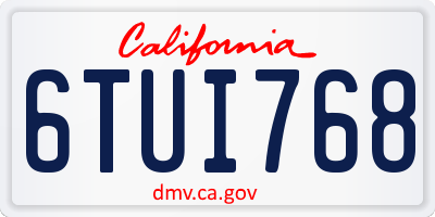 CA license plate 6TUI768