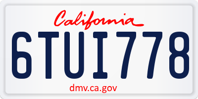 CA license plate 6TUI778