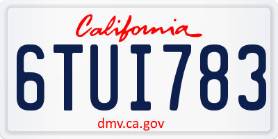 CA license plate 6TUI783