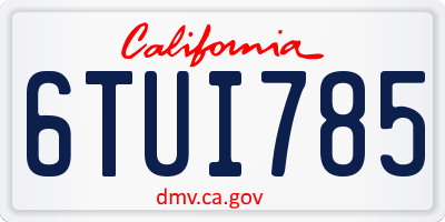 CA license plate 6TUI785