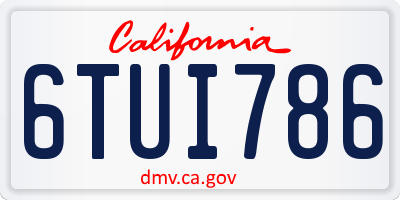 CA license plate 6TUI786