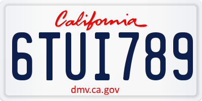 CA license plate 6TUI789