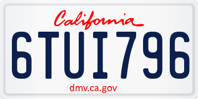 CA license plate 6TUI796