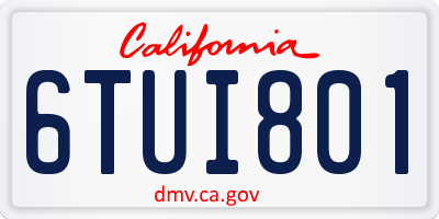 CA license plate 6TUI801