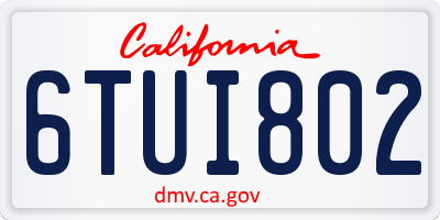 CA license plate 6TUI802