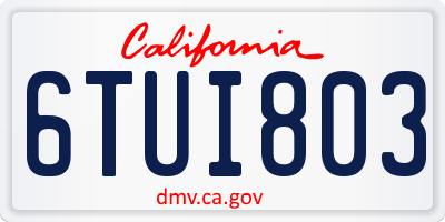 CA license plate 6TUI803