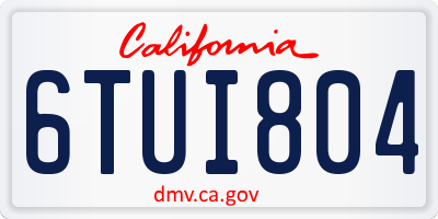 CA license plate 6TUI804