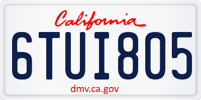 CA license plate 6TUI805