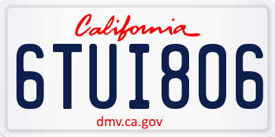 CA license plate 6TUI806