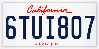 CA license plate 6TUI807