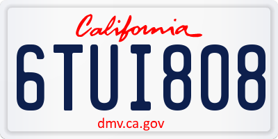 CA license plate 6TUI808