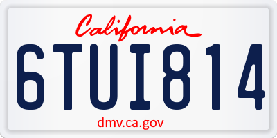 CA license plate 6TUI814