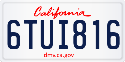 CA license plate 6TUI816