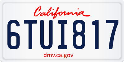 CA license plate 6TUI817
