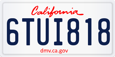 CA license plate 6TUI818
