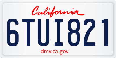 CA license plate 6TUI821