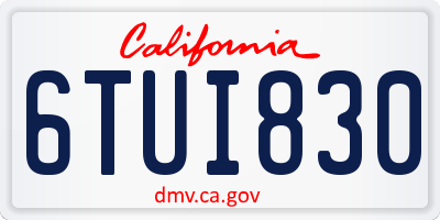 CA license plate 6TUI830