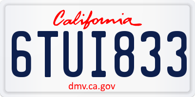 CA license plate 6TUI833