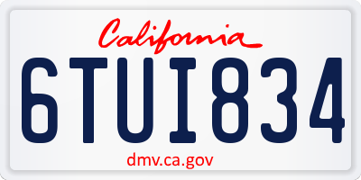 CA license plate 6TUI834