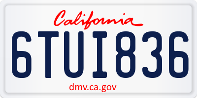 CA license plate 6TUI836